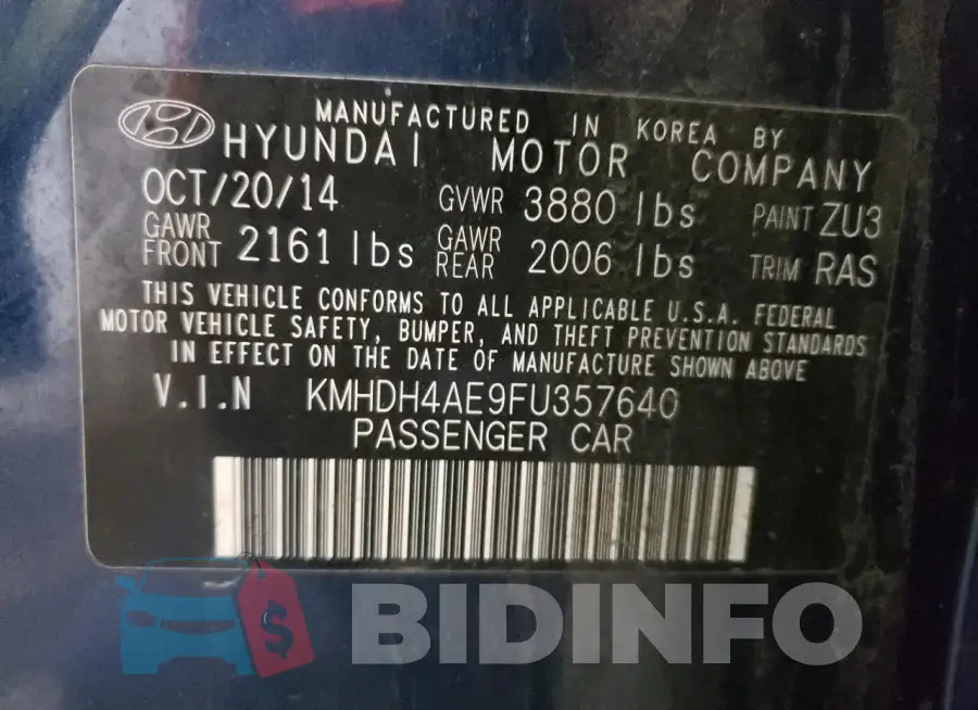 KMHDH4AE9FU357640 Photo# 12