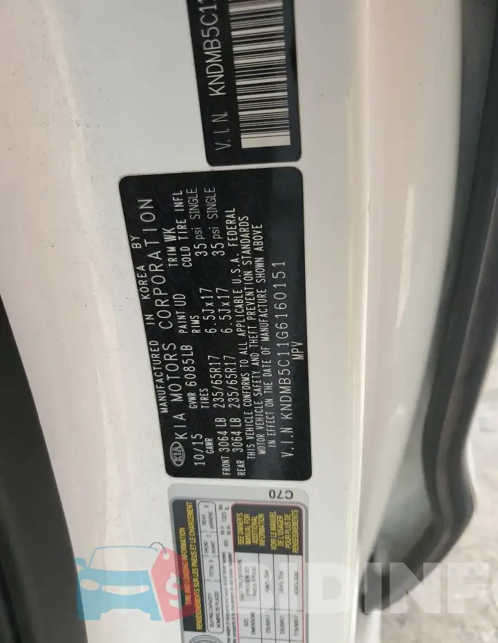 KNDMB5C11G6160151 Photo# 13