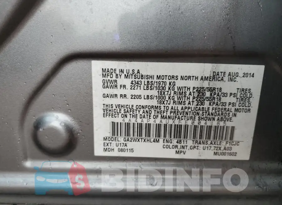 4A4AP4AUXFE004165 Photo# 12
