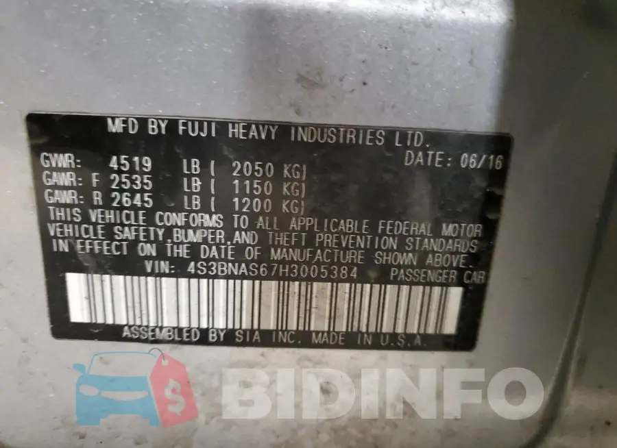 4S3BNAS67H3005384 Photo# 13