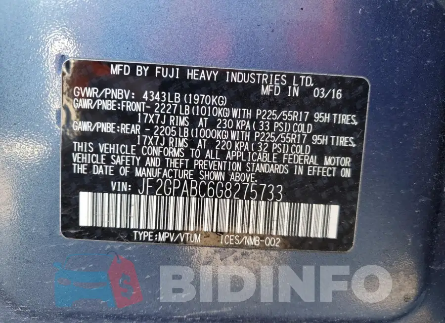 JF2GPABC6G8275733 Photo# 13