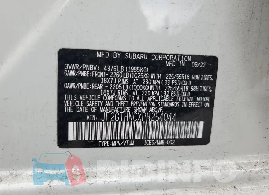 JF2GTHNCXPH254044 Photo# 13