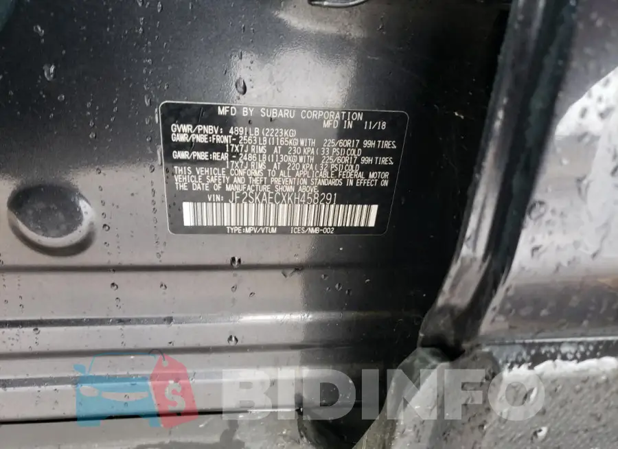 JF2SKAECXKH458291 Photo# 12