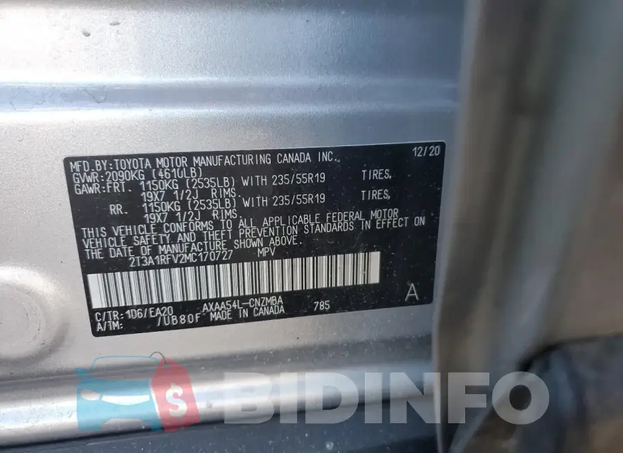 2T3A1RFV2MC170727 Photo# 12