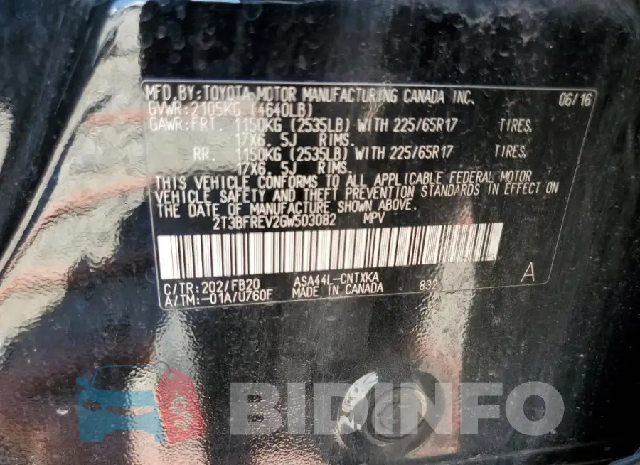 2T3BFREV2GW503082 Photo# 12