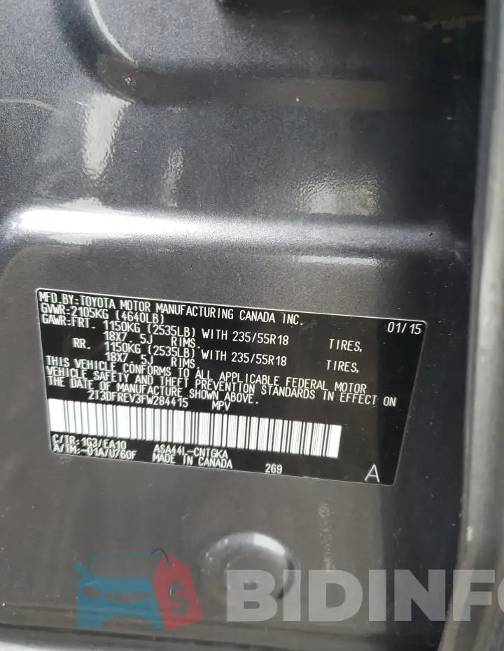 2T3DFREV3FW284415 Photo# 12
