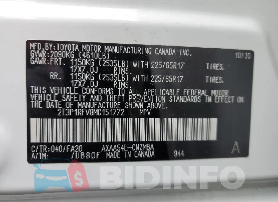 2T3P1RFV8MC151772 Photo# 13