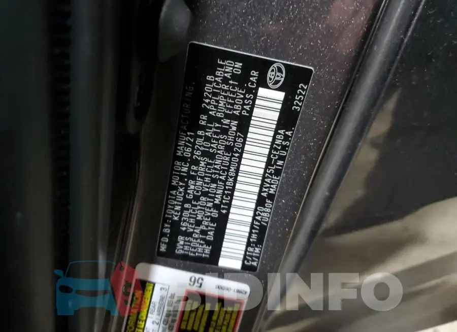 4T1C11BK8MU042067 Photo# 13