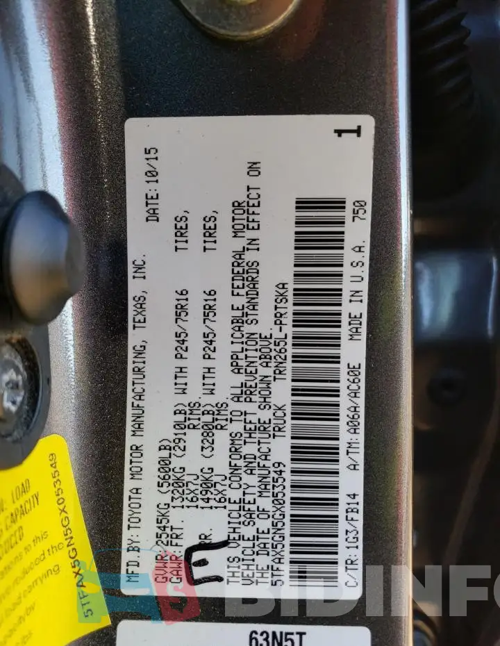 5TFAX5GN5GX053549 Photo# 12