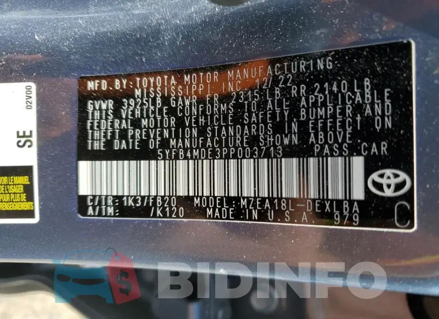 5YFB4MDE3PP003713 Photo# 13