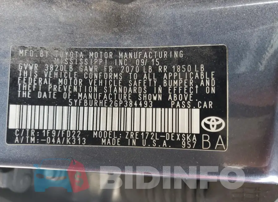 5YFBURHE2GP384493 Photo# 12