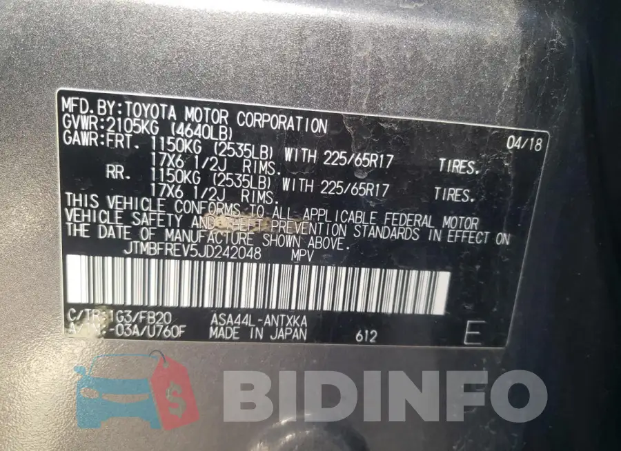 JTMBFREV5JD242048 Photo# 12