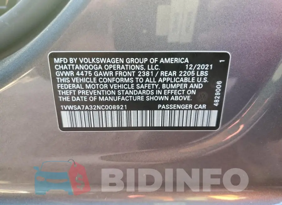 1VWSA7A32NC008921 Photo# 13