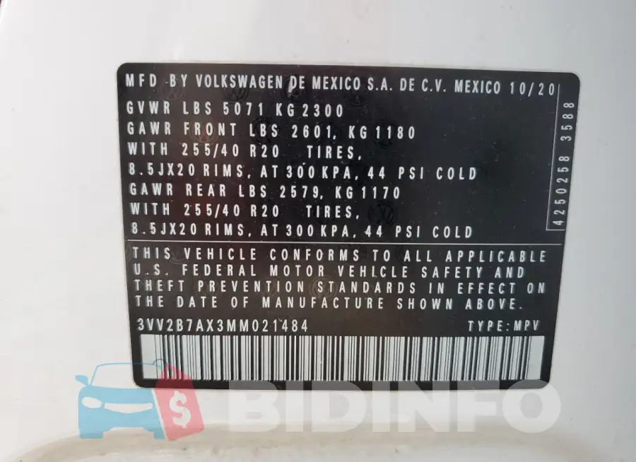 3VV2B7AX3MM021484 Photo# 13