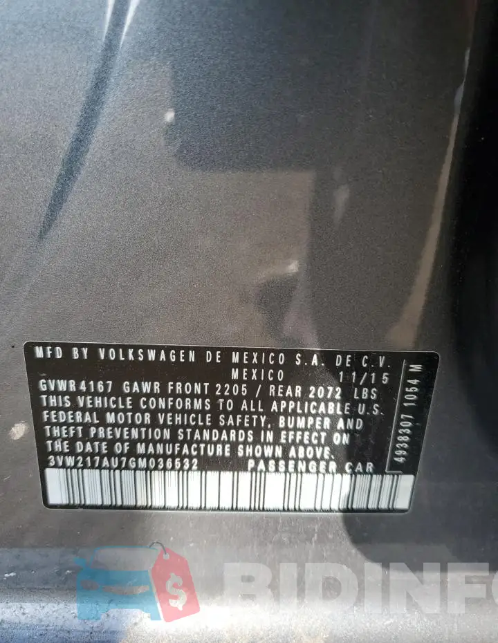 3VW217AU7GM036532 Photo# 12