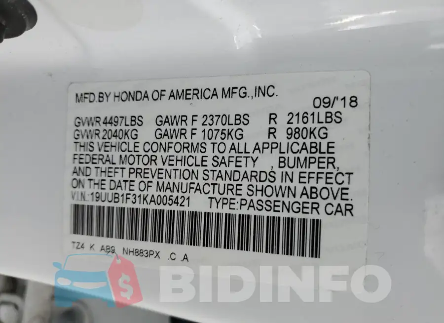 19UUB1F31KA005421 Photo# 12