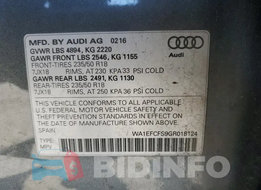 WA1EFCFS9GR018124 Photo# 13