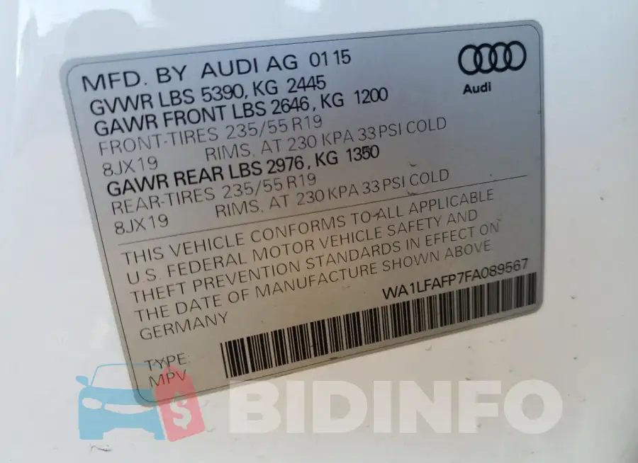 WA1LFAFP7FA089567 Photo# 12