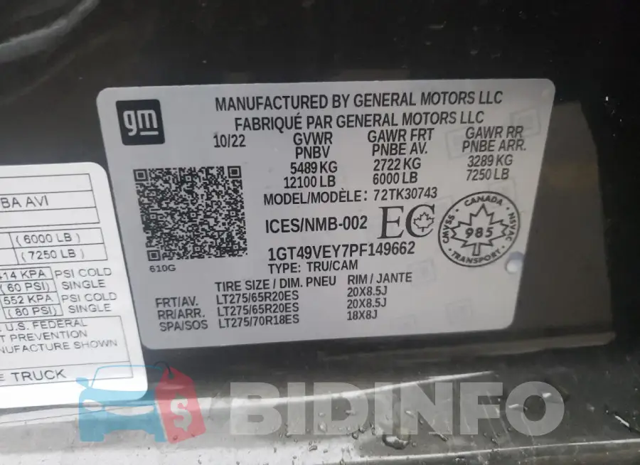 1GT49VEY7PF149662 Photo# 13