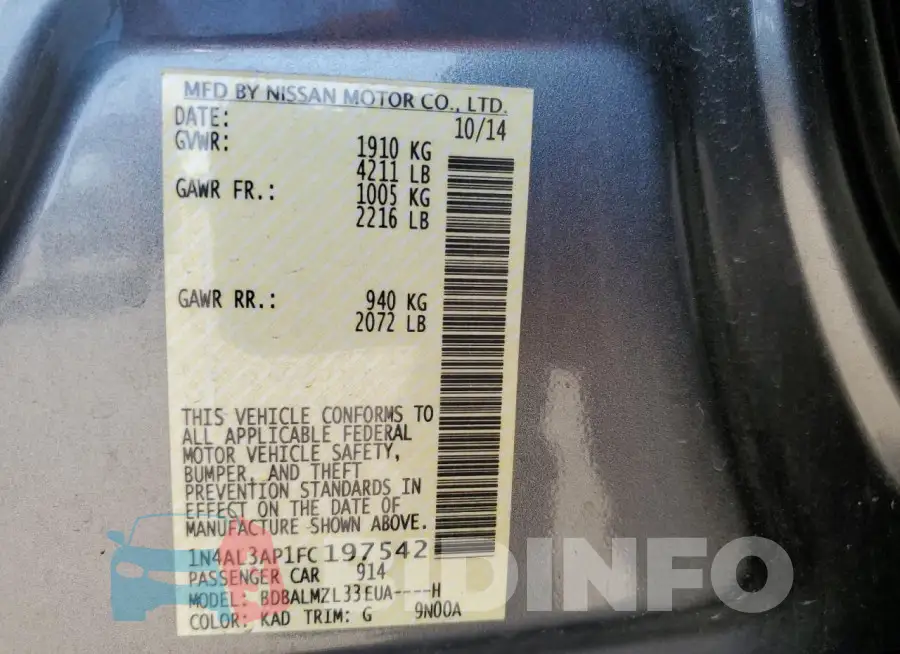 1N4AL3AP1FC197542 Photo# 12