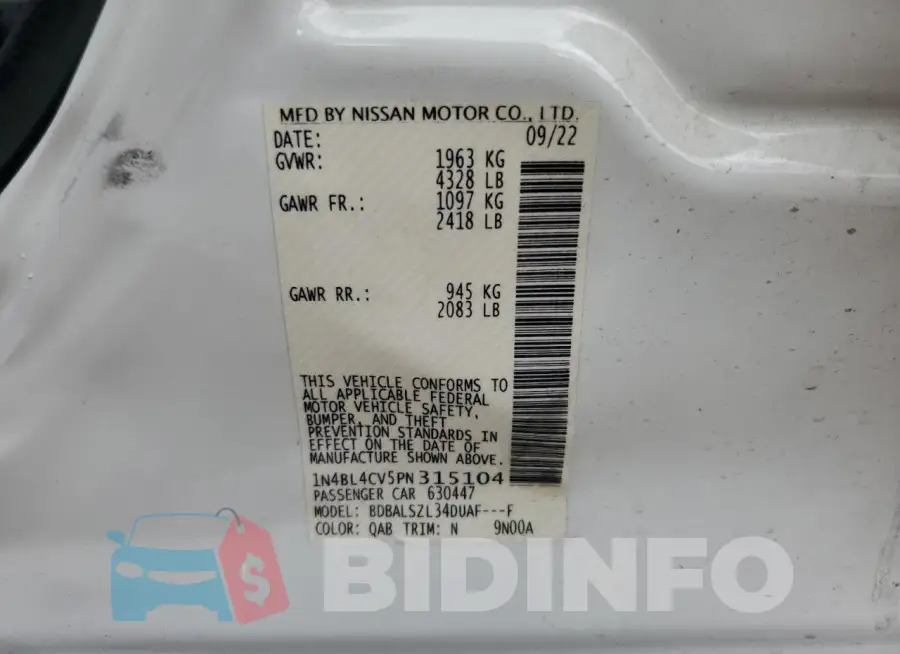 1N4BL4CV5PN315104 Photo# 12