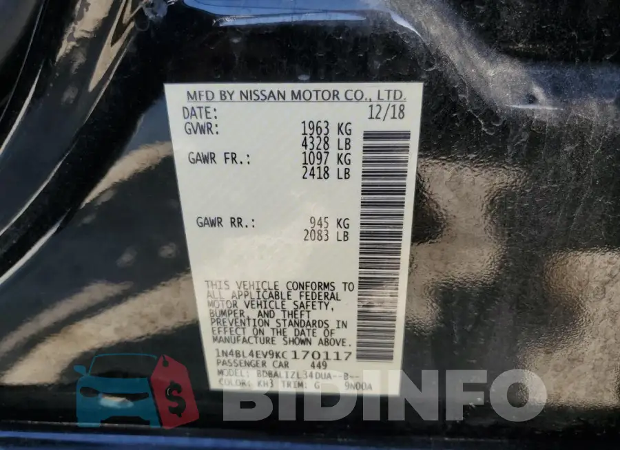 1N4BL4EV9KC170117 Photo# 12