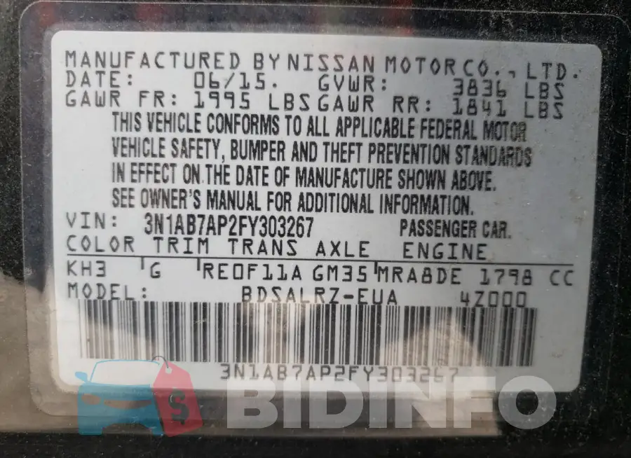 3N1AB7AP2FY303267 Photo# 12