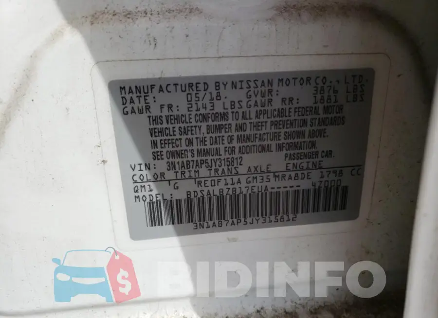 3N1AB7AP5JY315812 Photo# 12