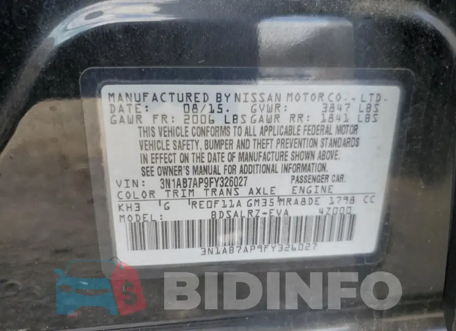 3N1AB7AP9FY326027 Photo# 12