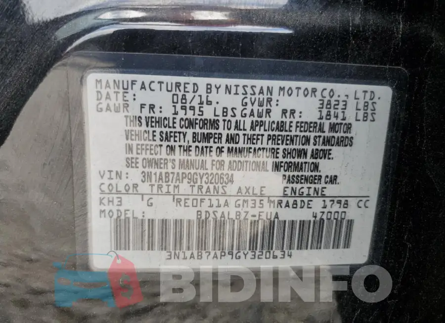 3N1AB7AP9GY320634 Photo# 12