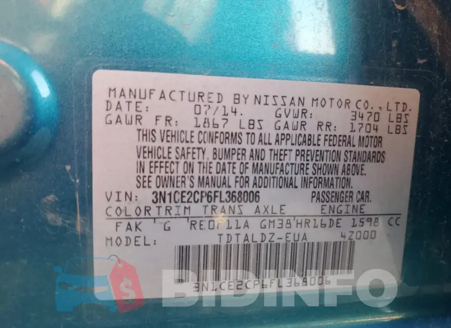 3N1CE2CP6FL368006 Photo# 12