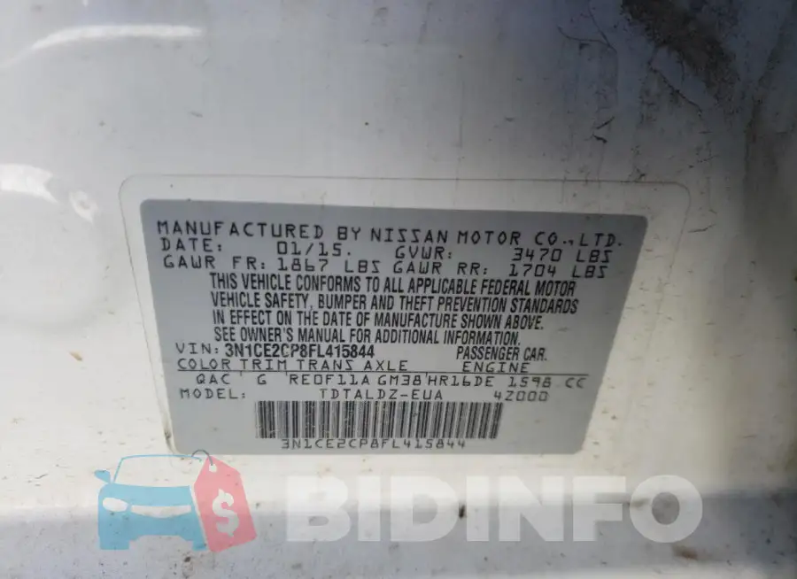 3N1CE2CP8FL415844 Photo# 13