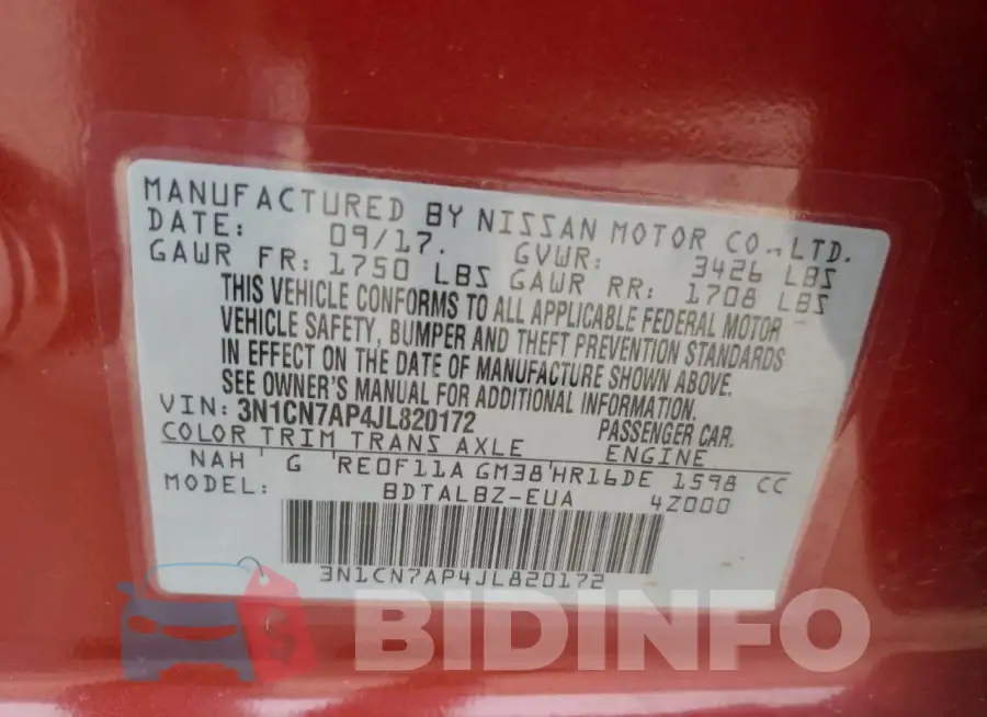 3N1CN7AP4JL820172 Photo# 12