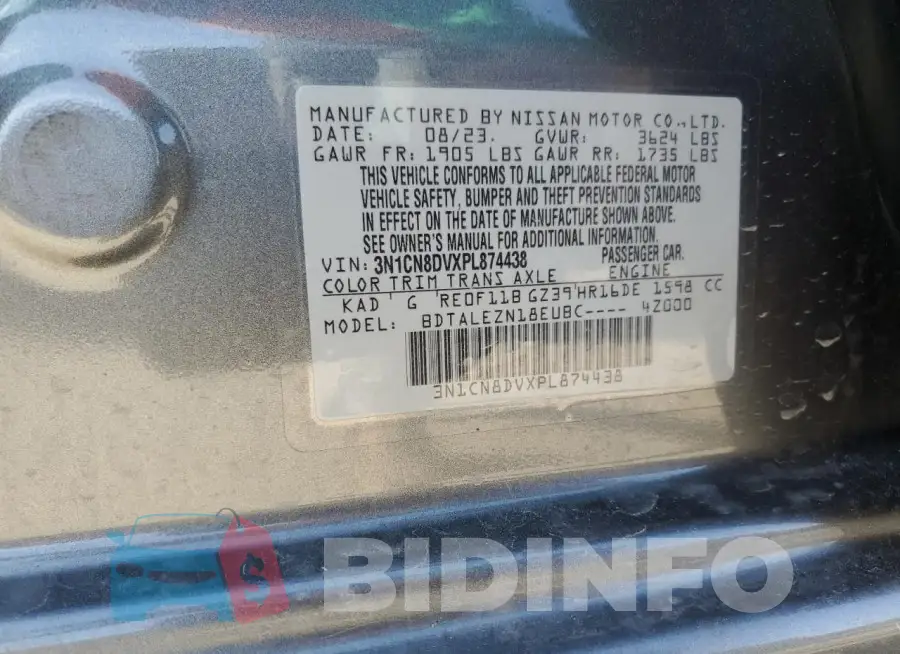 3N1CN8DVXPL874438 Photo# 12