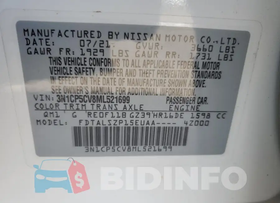 3N1CP5CV8ML521699 Photo# 12