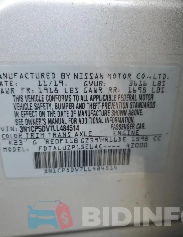 3N1CP5DV7LL484514 Photo# 12