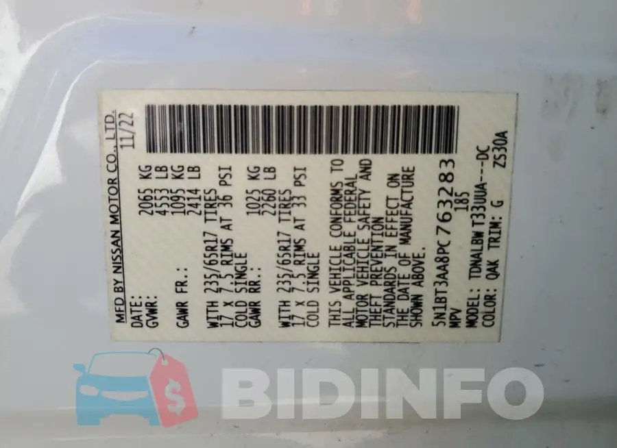 5N1BT3AA8PC763283 Photo# 12
