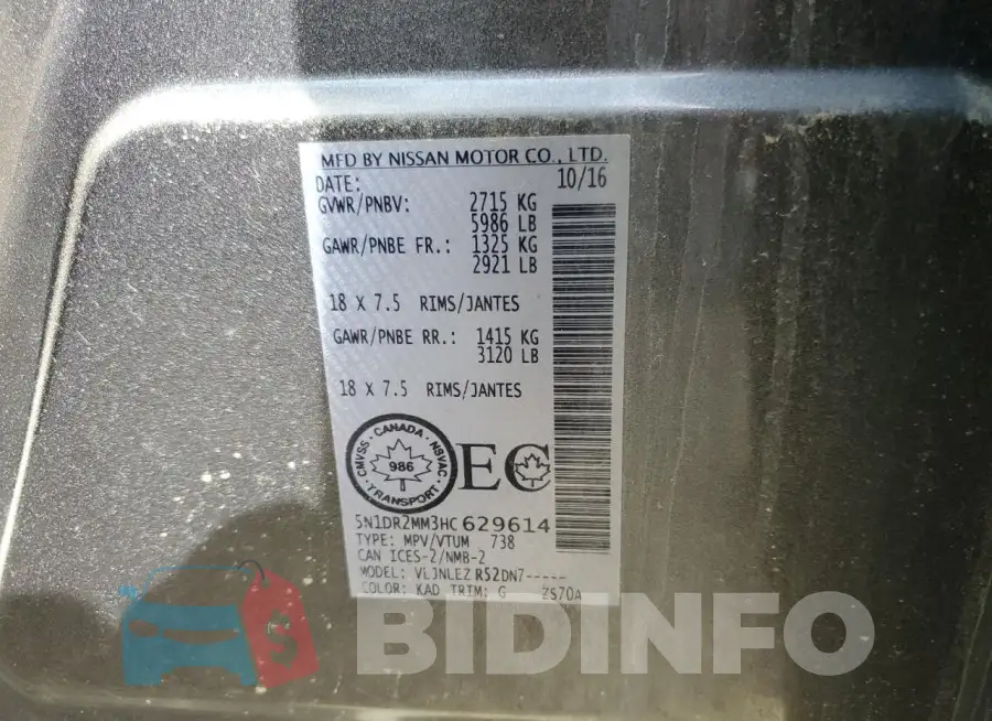 5N1DR2MM3HC629614 Photo# 10