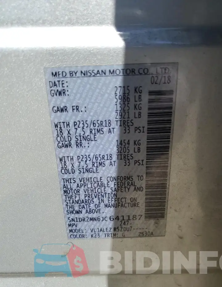 5N1DR2MN6JC641187 Photo# 13