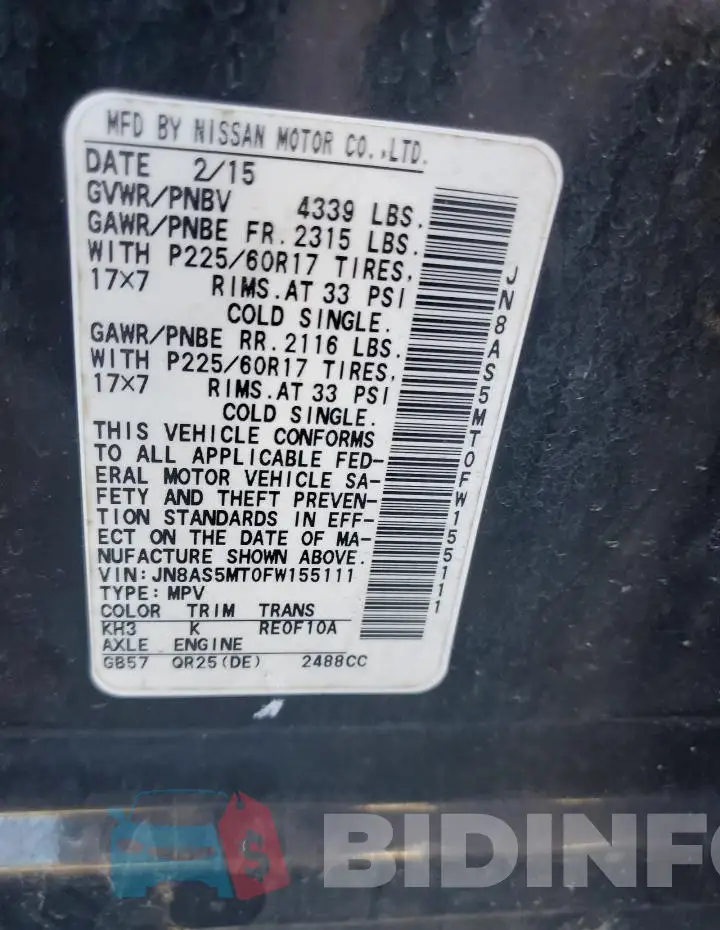 JN8AS5MT0FW155111 Photo# 13