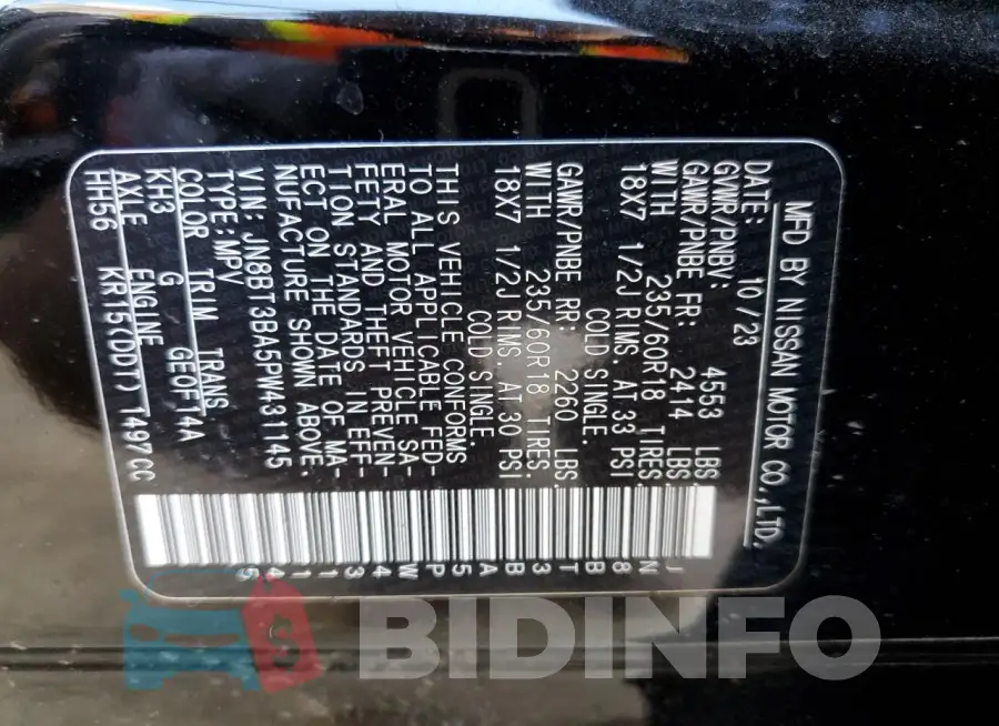 JN8BT3BA5PW431145 Photo# 14