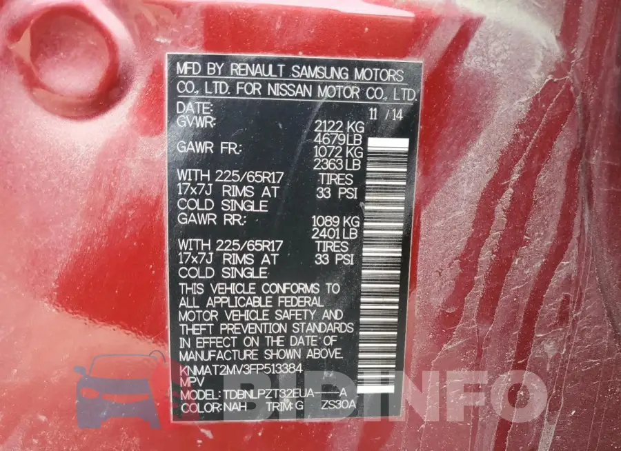 KNMAT2MV3FP513384 Photo# 14