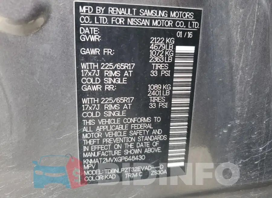KNMAT2MVXGP648430 Photo# 13