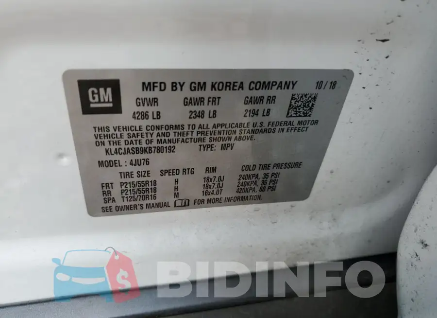 KL4CJASB9KB780192 Photo# 12