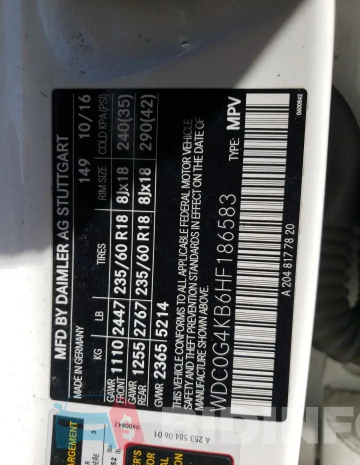 WDC0G4KB6HF186583 Photo# 13