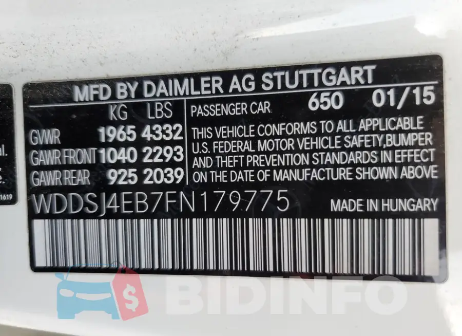 WDDSJ4EB7FN179775 Photo# 12