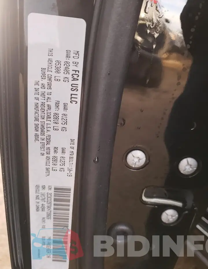 2C3CDZBT6KH739826 Photo# 12