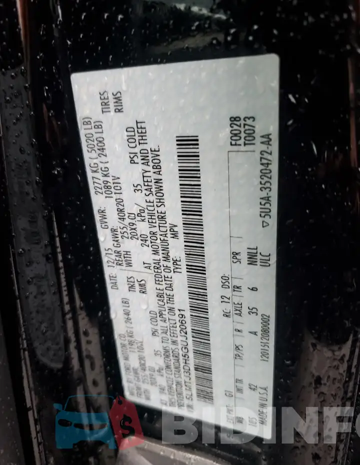 5LMTJ3DH5GUJ20691 Photo# 12