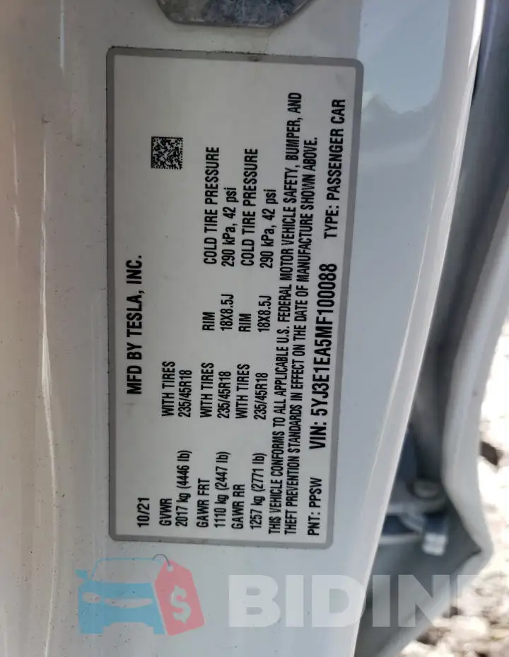 5YJ3E1EA5MF100088 Photo# 12