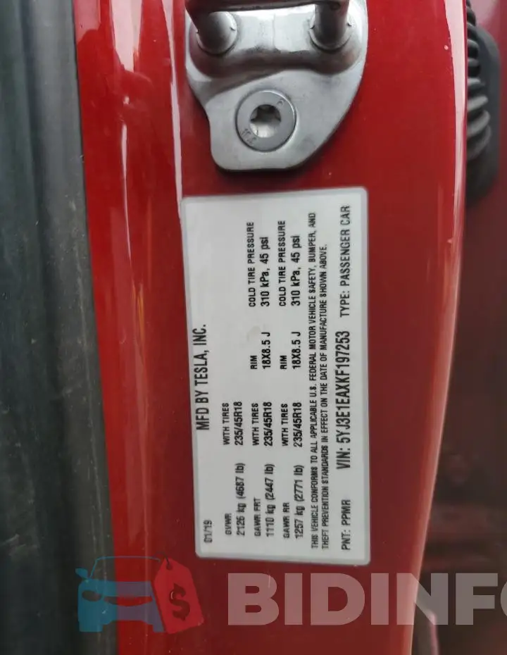 5YJ3E1EAXKF197253 Photo# 12
